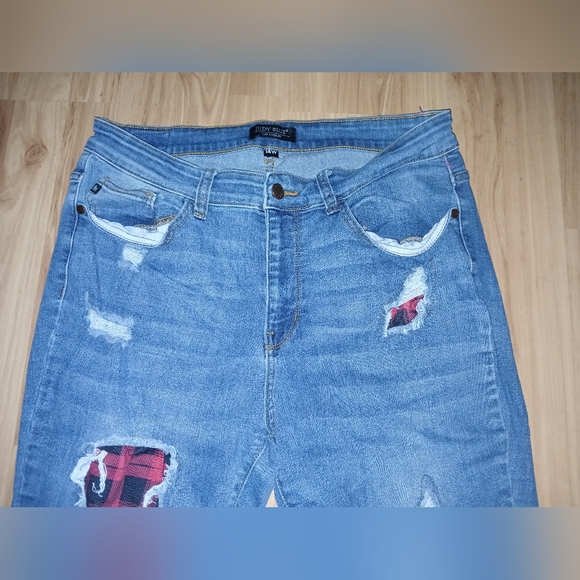 Judy Blue Buffalo plaid skinny jeans size 14W - Picture 2 of 7